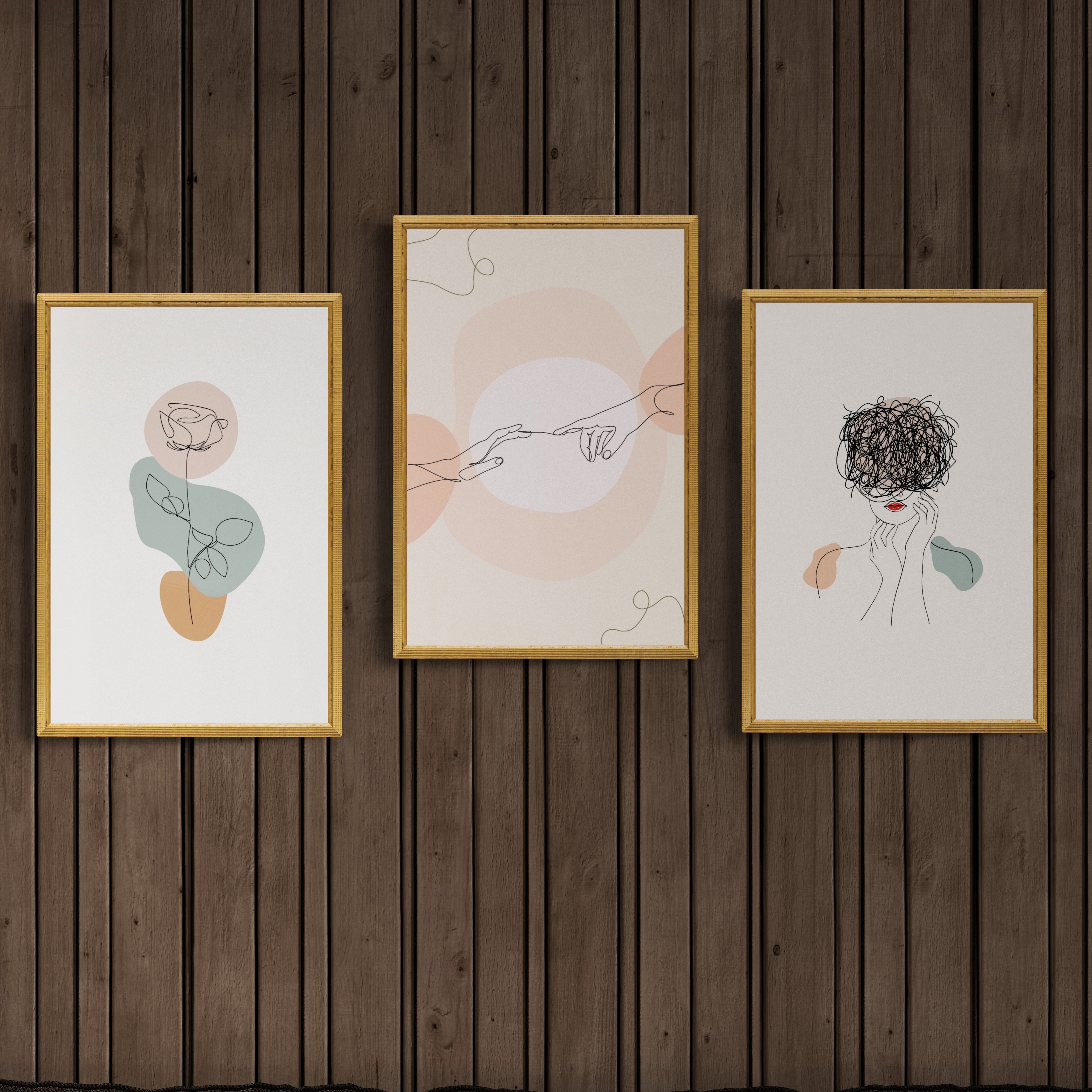 Combo 3 tranh canvas boho treo tường đơn giản