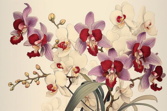 Tranh Canvas Hoa Lan Tím Và Trắng