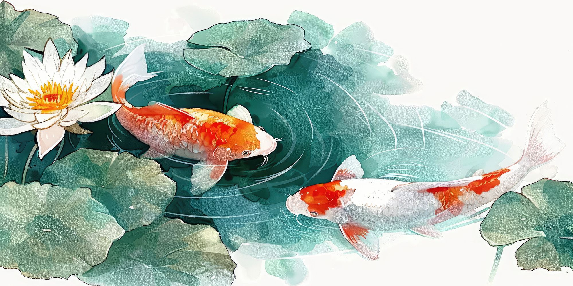 Tranh Canvas Phong Thủy Đôi Cá Chép Và Sen 2