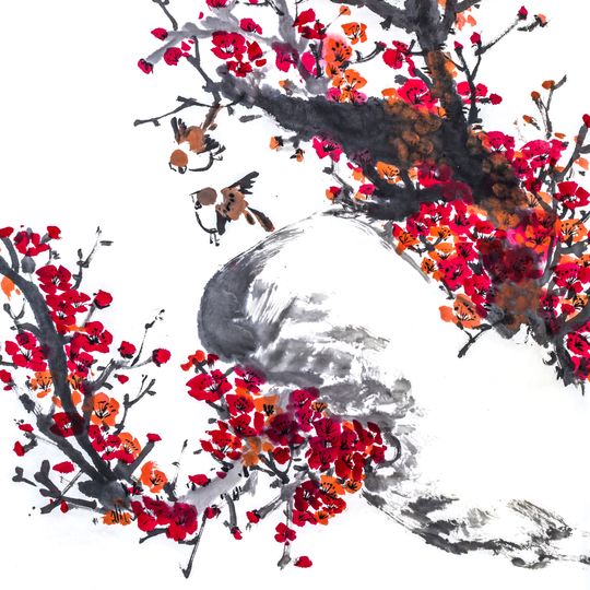 Tranh canvas hoa trên cành 4