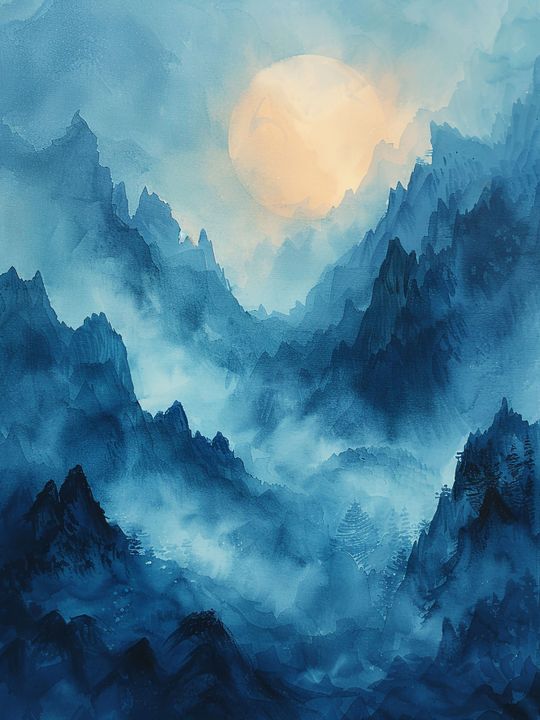 Tranh canvas phong cảnh núi rừng trong đêm