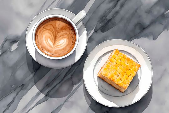 Tranh canvas trang trí quán cafe và chiếc bánh