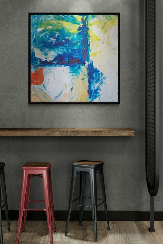 Tranh Canvas Trừu Tượng Đương Đại Xanh Đỏ 1