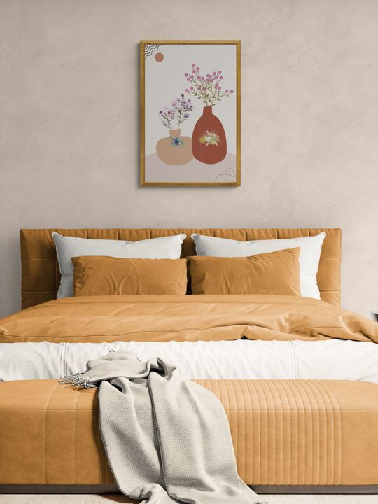 Tranh canvas boho hoa lá