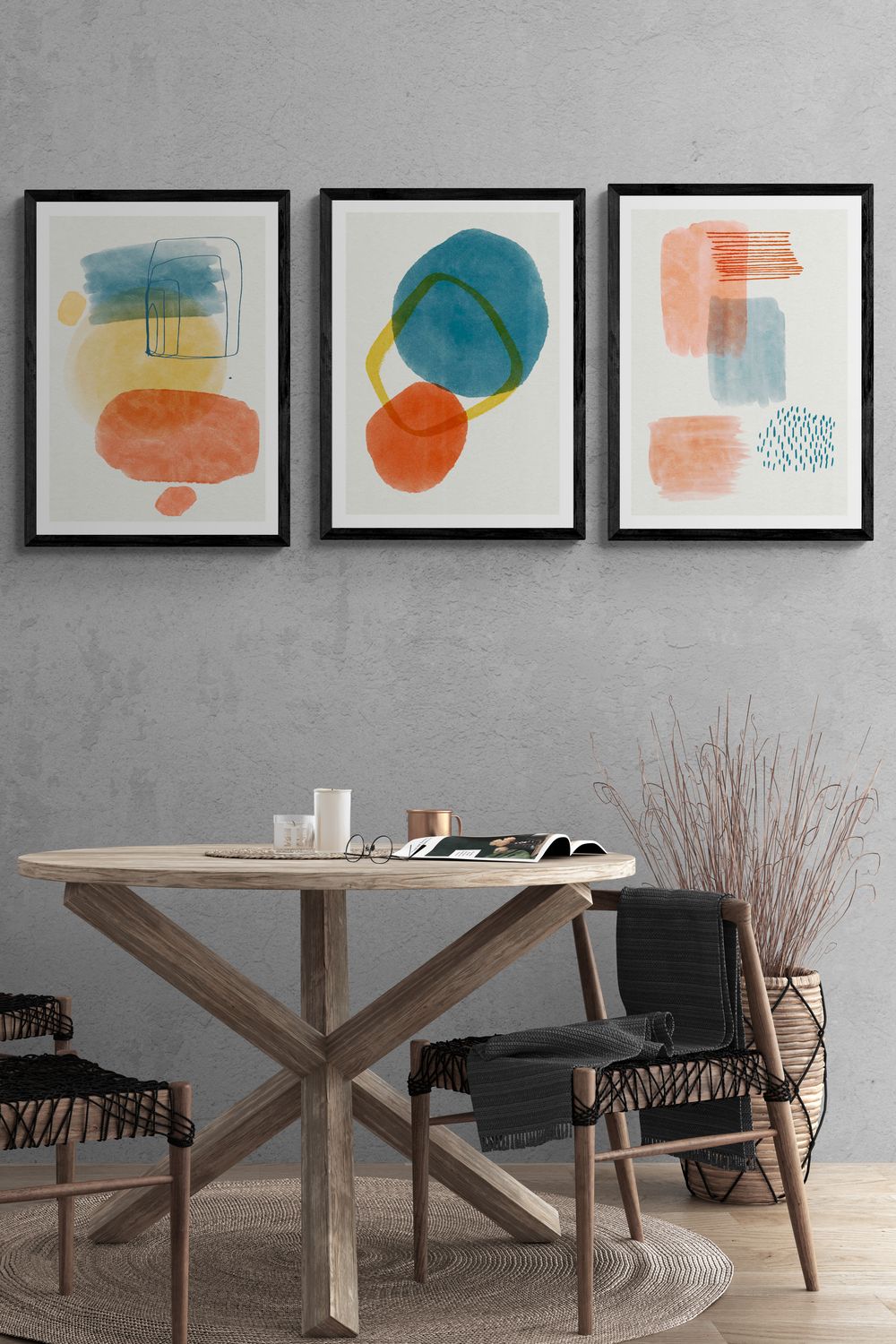 Combo 3 Tranh Canvas Trừu Tượng Vintage 9