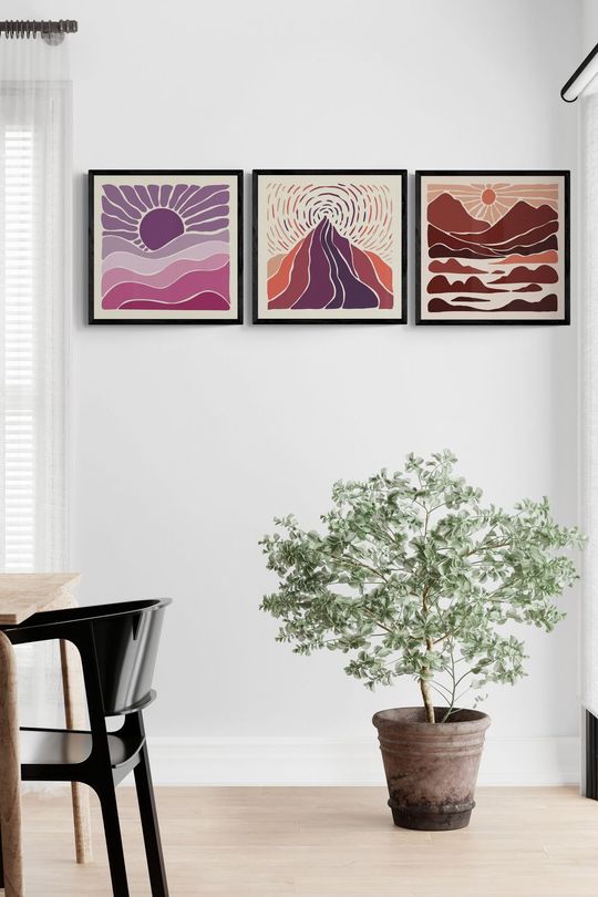 Combo 3 Tranh Canvas Trừu Tượng Vintage 17