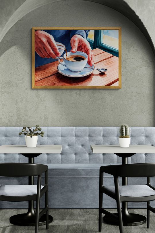 Tranh canvas trang trí quán cafe người pha chế