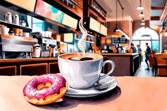 Tranh canvas trang trí quán cafe và bánh donut 2