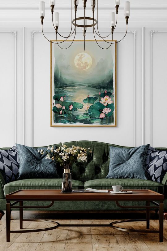 Tranh canvas phong cảnh đầm sen trong bình minh