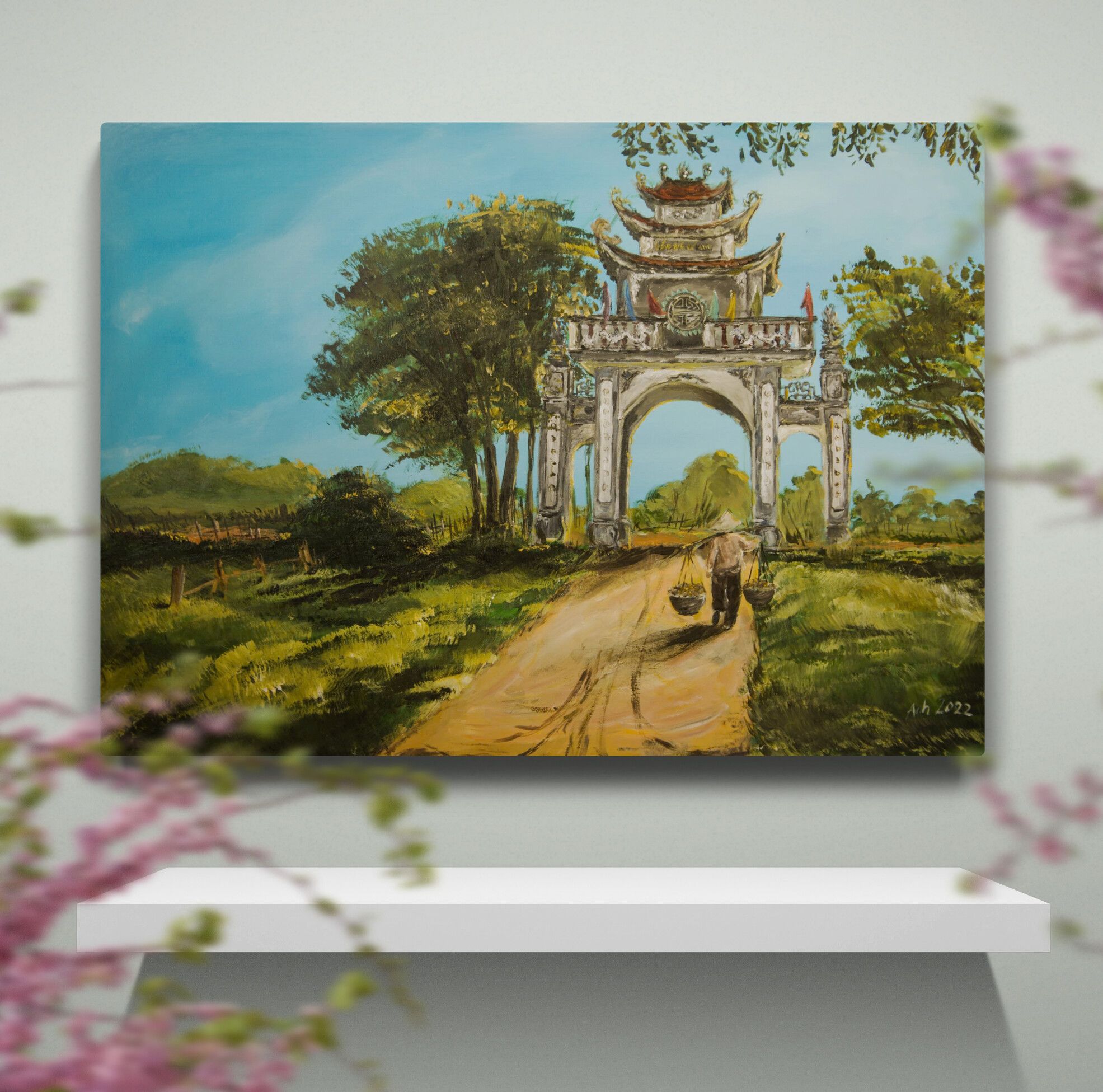 Tranh sơn dầu Cổng Làng