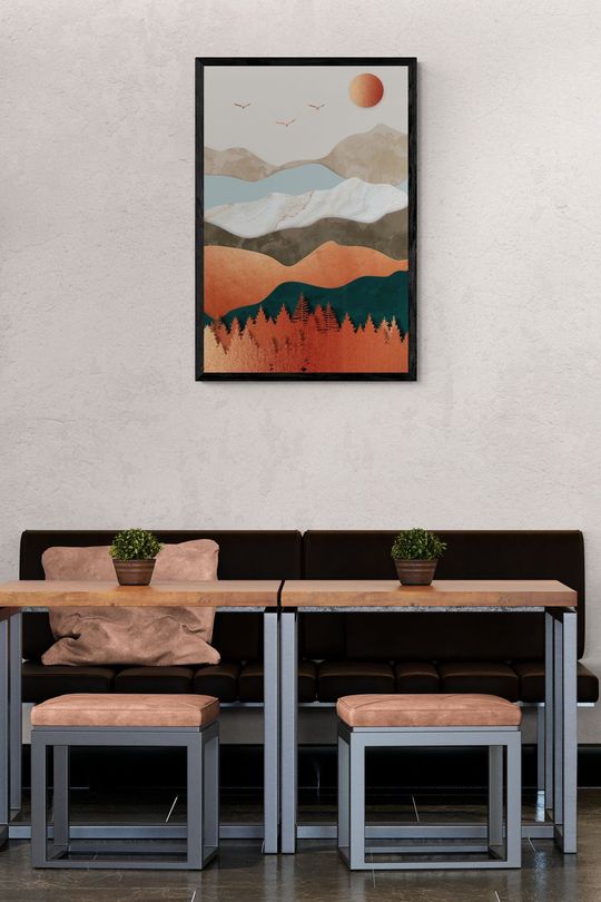 Tranh canvas ấn tượng Mặt Trời Và Đồi Núi