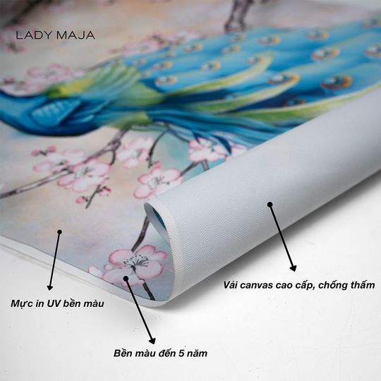 Tranh canvas phong cảnh hoa Iris bên ánh trăng