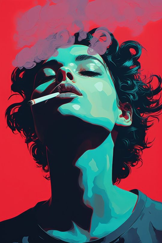 Tranh canvas Thiếu nữ Pop Art Hút Thuốc