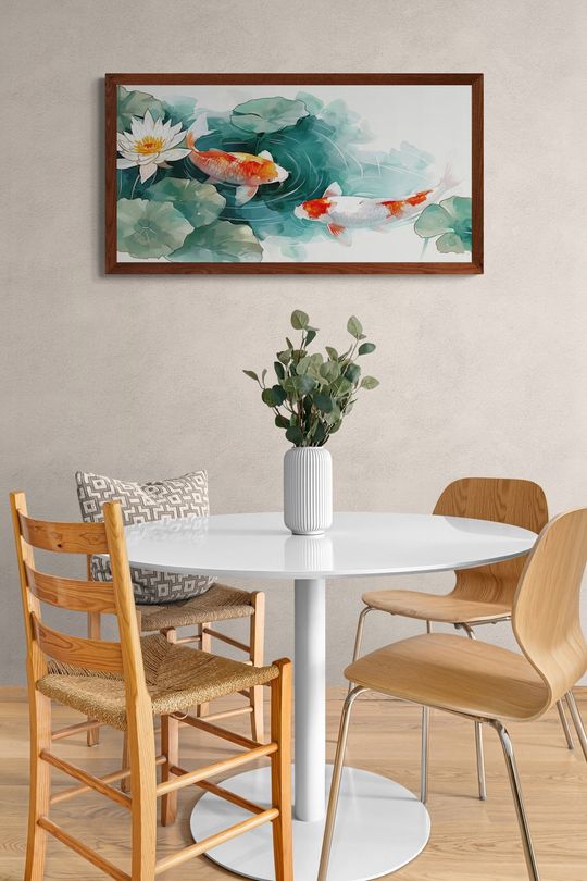 Tranh Canvas Phong Thủy Đôi Cá Chép Và Sen 2