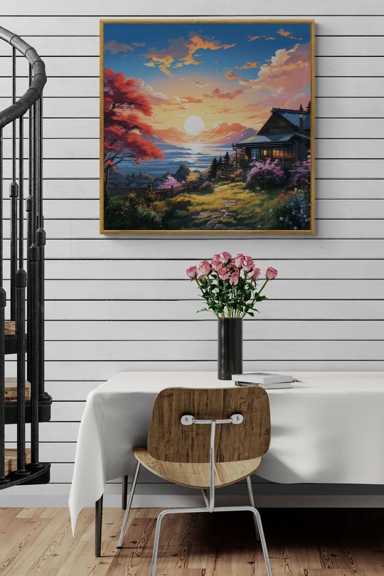 Tranh canvas phong cảnh Hừng đông trên đồi núi