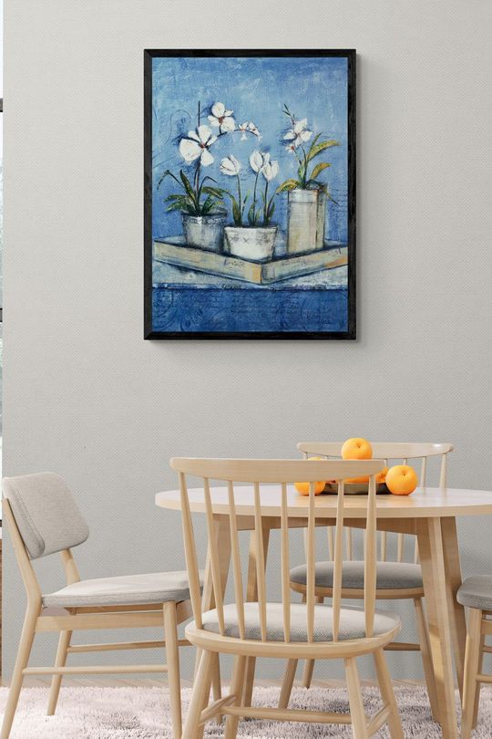 Tranh canvas Hiện thực Ba Chậu Bông 2