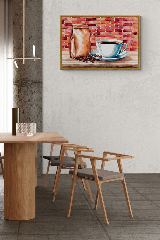  Tranh canvas trang trí quán cafe sắc màu nâu ấm