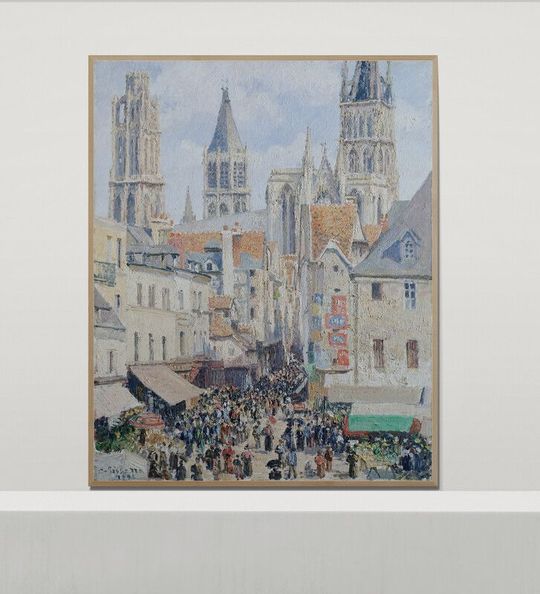Tranh canvas Grocery Street, Rouen (1898) by Camille Pissarro