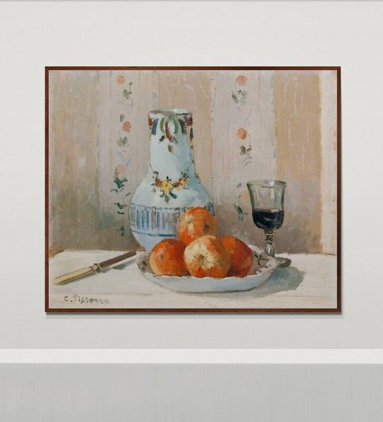 Tranh canvas Still Life with Apples and Pitcher (1872) by Camille Pissarro