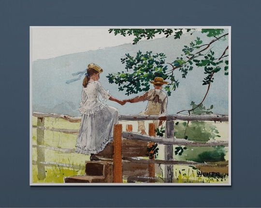 Tranh canvas On the Stile (1878) by Winslow Homer