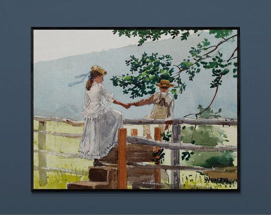 Tranh canvas On the Stile (1878) by Winslow Homer