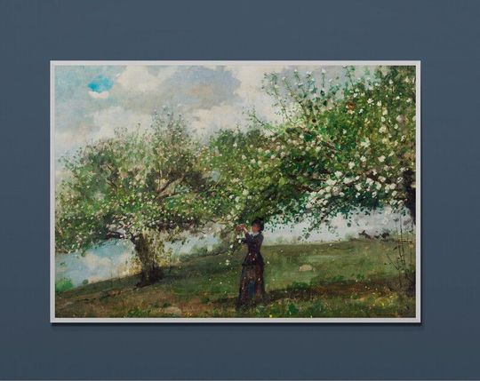 Tranh canvas Girl Picking Apple Blossoms (1879) by Winslow Homer
