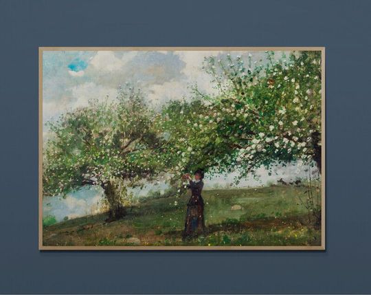 Tranh canvas Girl Picking Apple Blossoms (1879) by Winslow Homer