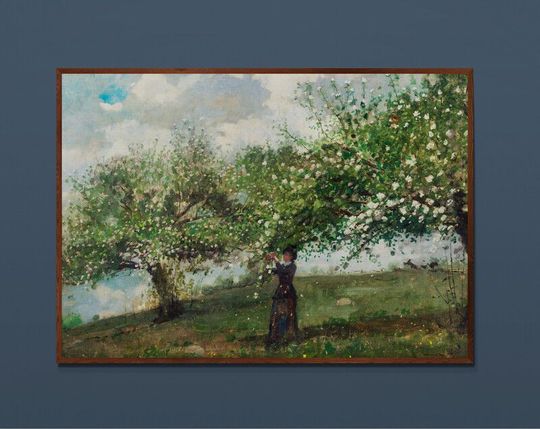 Tranh canvas Girl Picking Apple Blossoms (1879) by Winslow Homer