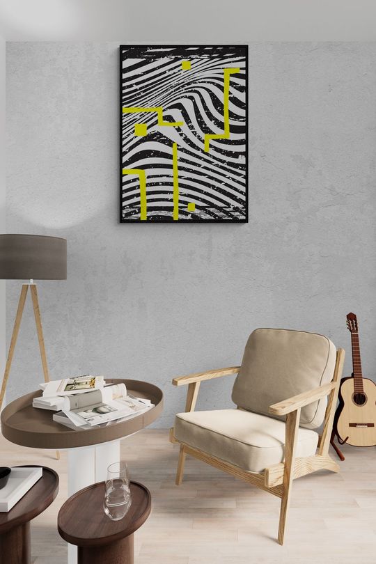 Tranh canvas trừu tượng sọc đen 2