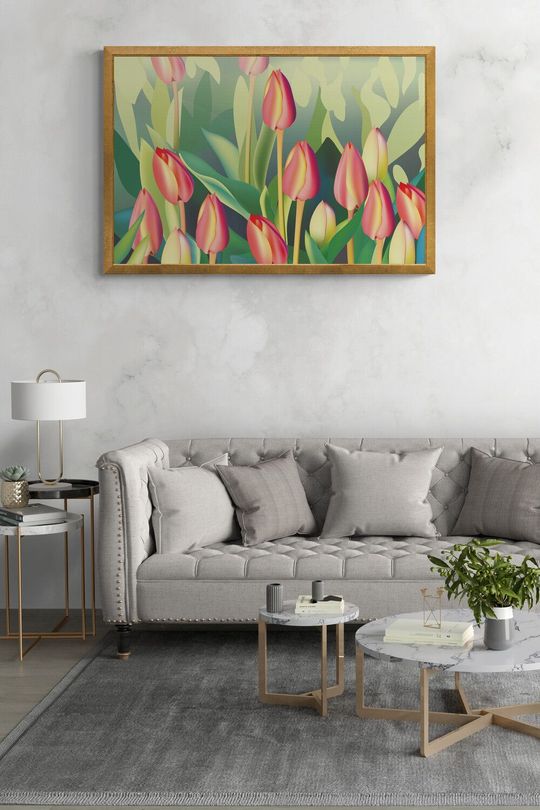Tranh canvas hoa tulip trong vườn