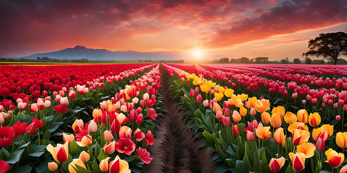 Tranh Cánh Đồng Hoa Tulip
