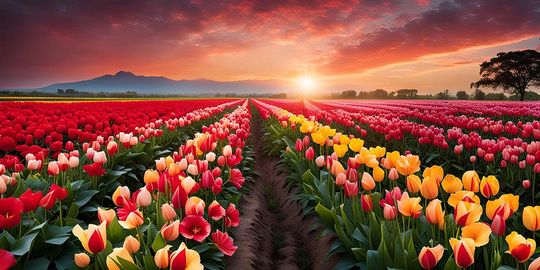 Tranh Cánh Đồng Hoa Tulip