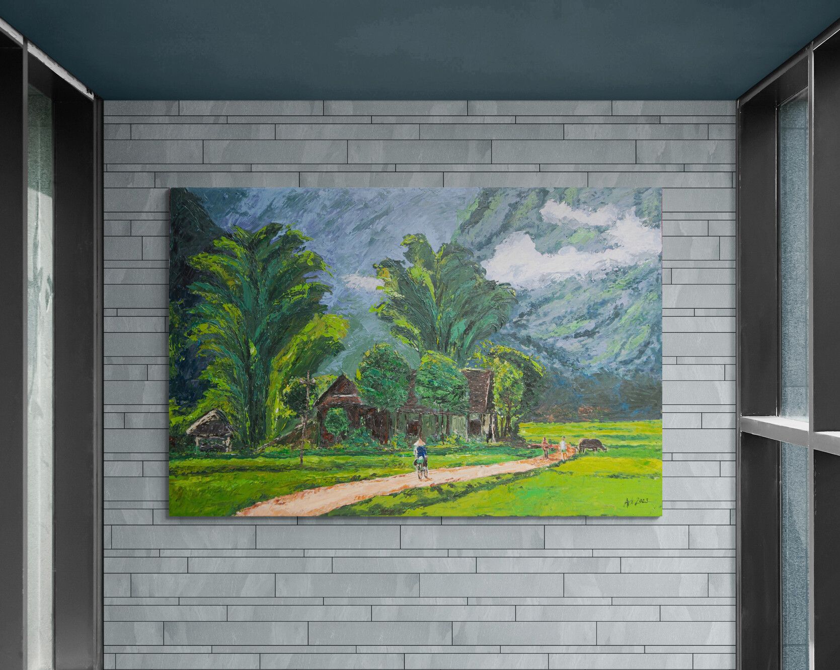 Tranh sơn dầu phong cảnh Mảnh Quê
