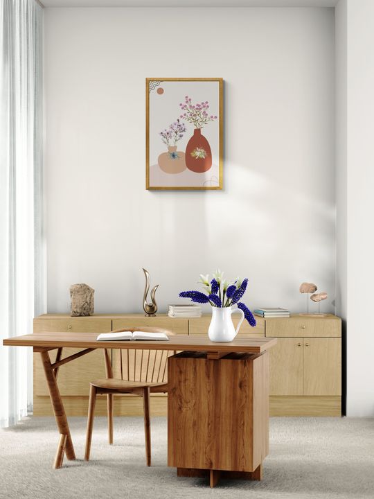 Tranh canvas boho hoa lá