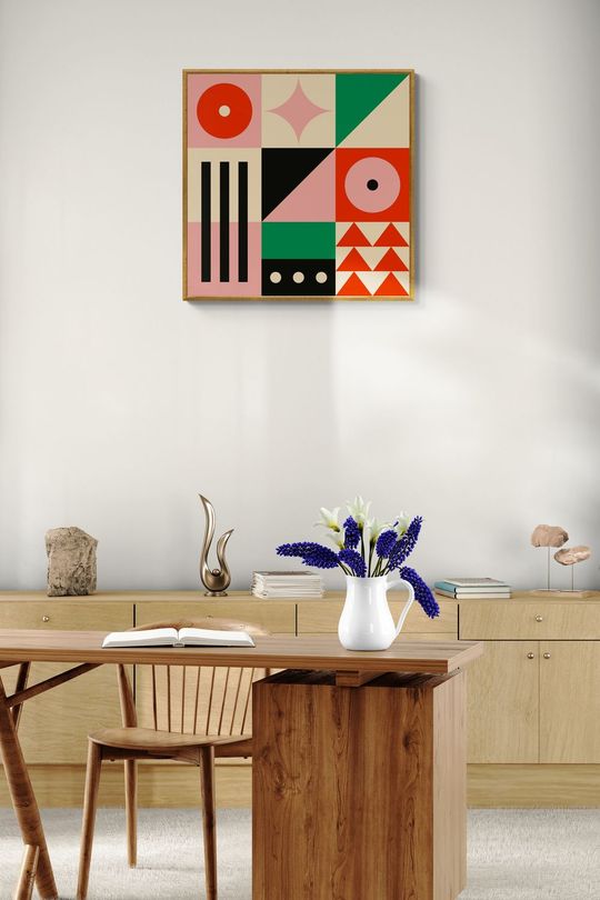 Tranh canvas trừu tượng Bauhaus Vuông 5
