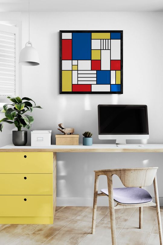 Tranh Canvas Trừu Tượng Tổng Hợp Ô Màu Sắc 14