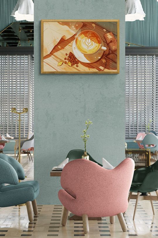 Tranh canvas trang trí quán cafe vị ngọt sớm mai