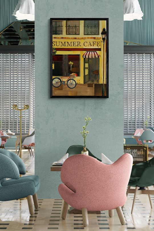 Tranh Canvas Hiện Đại Tiệm Cafe Mùa Hè