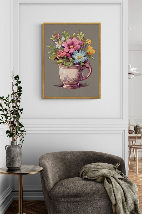 Tranh canvas tĩnh vật hoa trong lọ