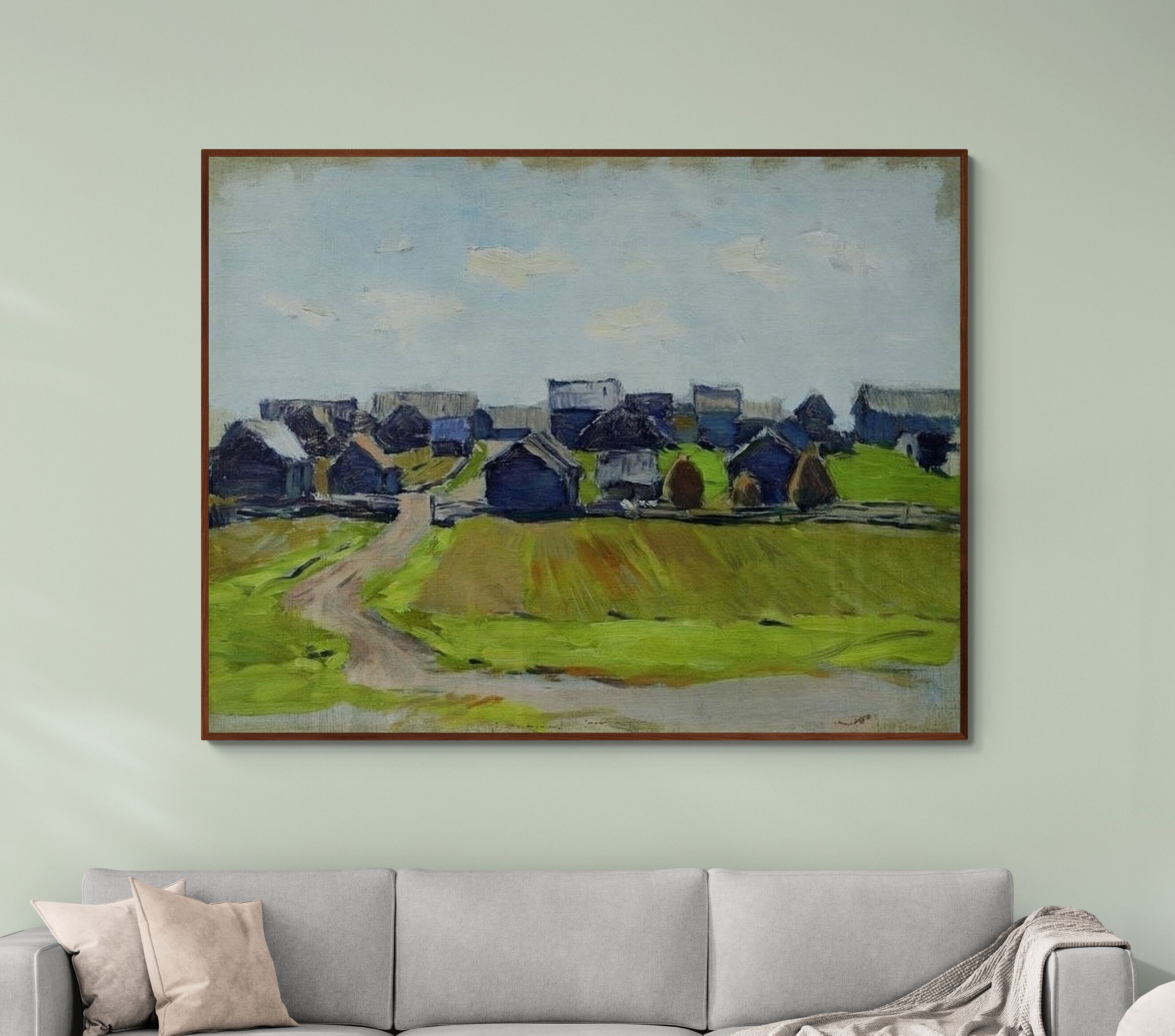 Tranh canvas phong cảnh A Village by Isaac Levitan