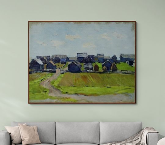 Tranh canvas phong cảnh A Village by Isaac Levitan