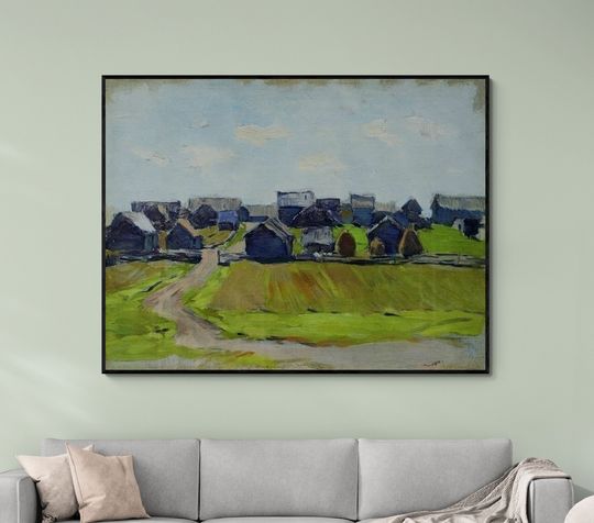 Tranh canvas phong cảnh A Village by Isaac Levitan