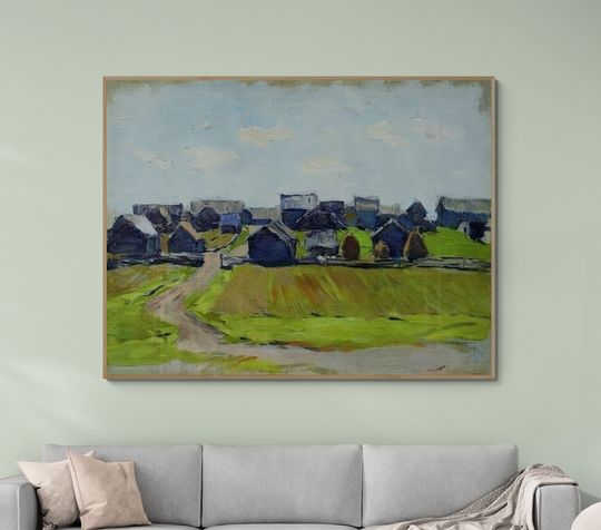Tranh canvas phong cảnh A Village by Isaac Levitan