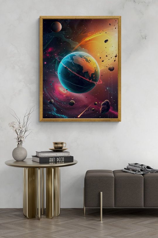 Tranh canvas vũ trụ trái đất xanh
