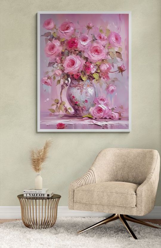 Tranh canvas tĩnh vậy Bình hoa hồng