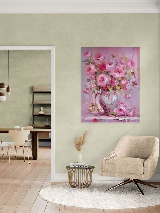 Tranh canvas tĩnh vậy Bình hoa hồng