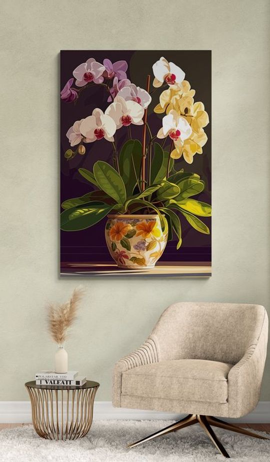 Tranh canvas tĩnh vật Chậu hoa lan