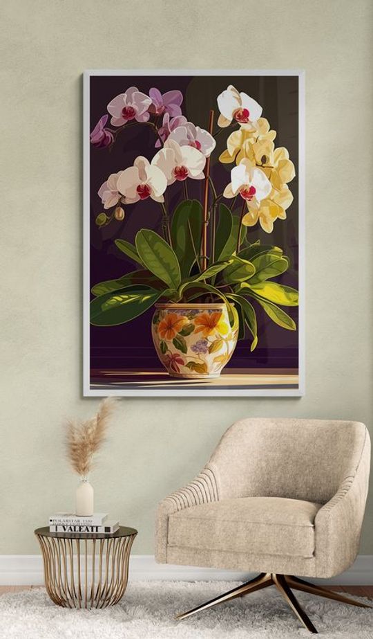 Tranh canvas tĩnh vật Chậu hoa lan