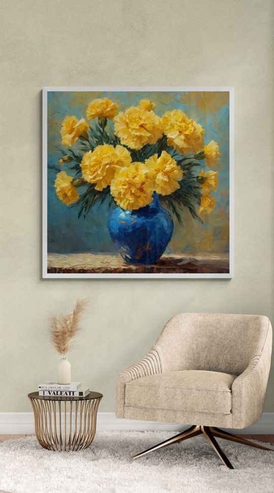 Tranh canvas tĩnh vật Lọ hoa vàng