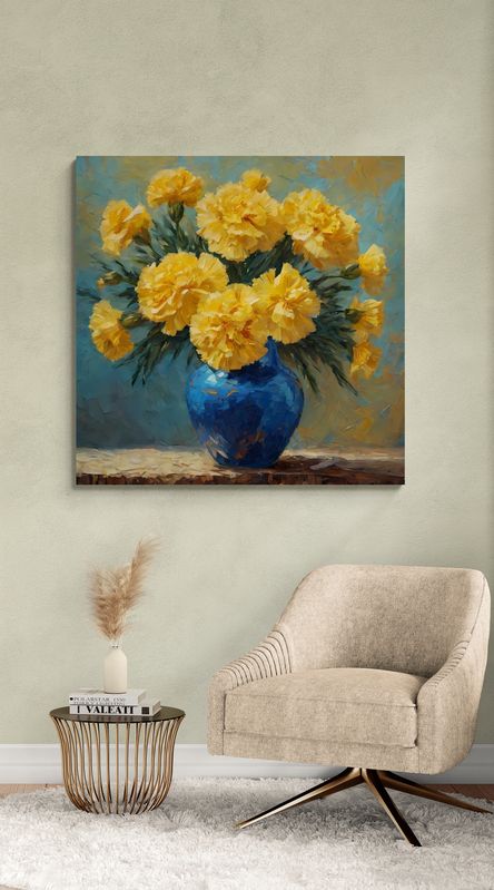 Tranh canvas tĩnh vật Lọ hoa vàng
